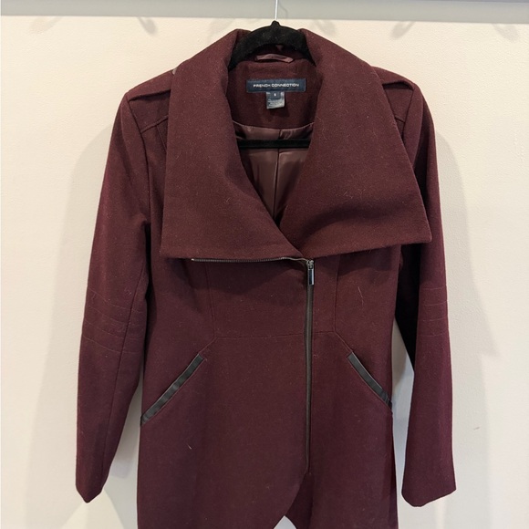 French Connection Jackets & Blazers - Burgundy Jacket with Zipper by French Connection